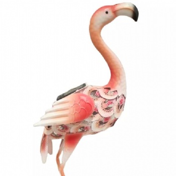 Indoor and Outdoor Garden With Solar Lamp Flamingo Iron Gecoration