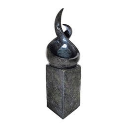 Outdoor decoration black marble life-size female garden statue fountain