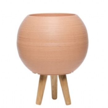 High quality durable planter pots with wood leg stand for indoor outdoor decor wooden legs flower plant pot