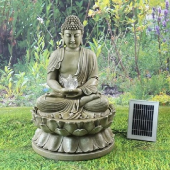 Buddha Fountain Garden Water Feature with LED and Solar Panel