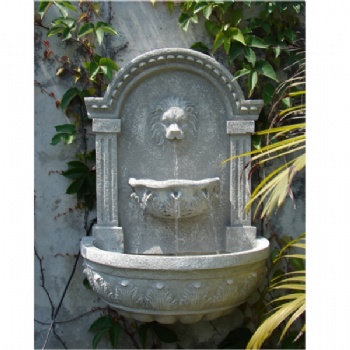Polyresin Head Outdoor Solar Water Wall Fountain For Compound Wall On The Wall