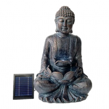 11.5-Inch Seated Buddha Statue Gray Resin Meditation Decor