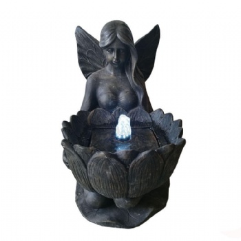 Outdoor girl resin water fountain with led light